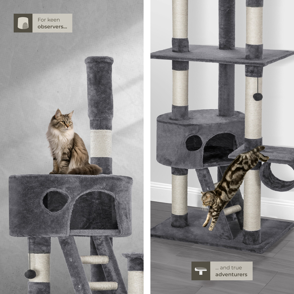 tectake Hansi Grey Cat Tree with Scratching Posts 260cm Image 5