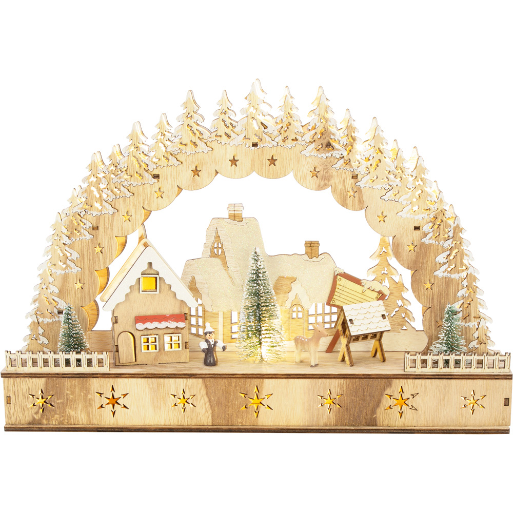 The Christmas Workshop LED Wooden Christmas House Scene Decoration Image 1