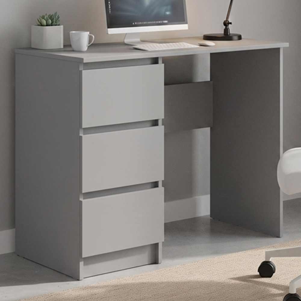 Shefa Line Cina 3 Drawer Compact Computer Desk Grey Image 1