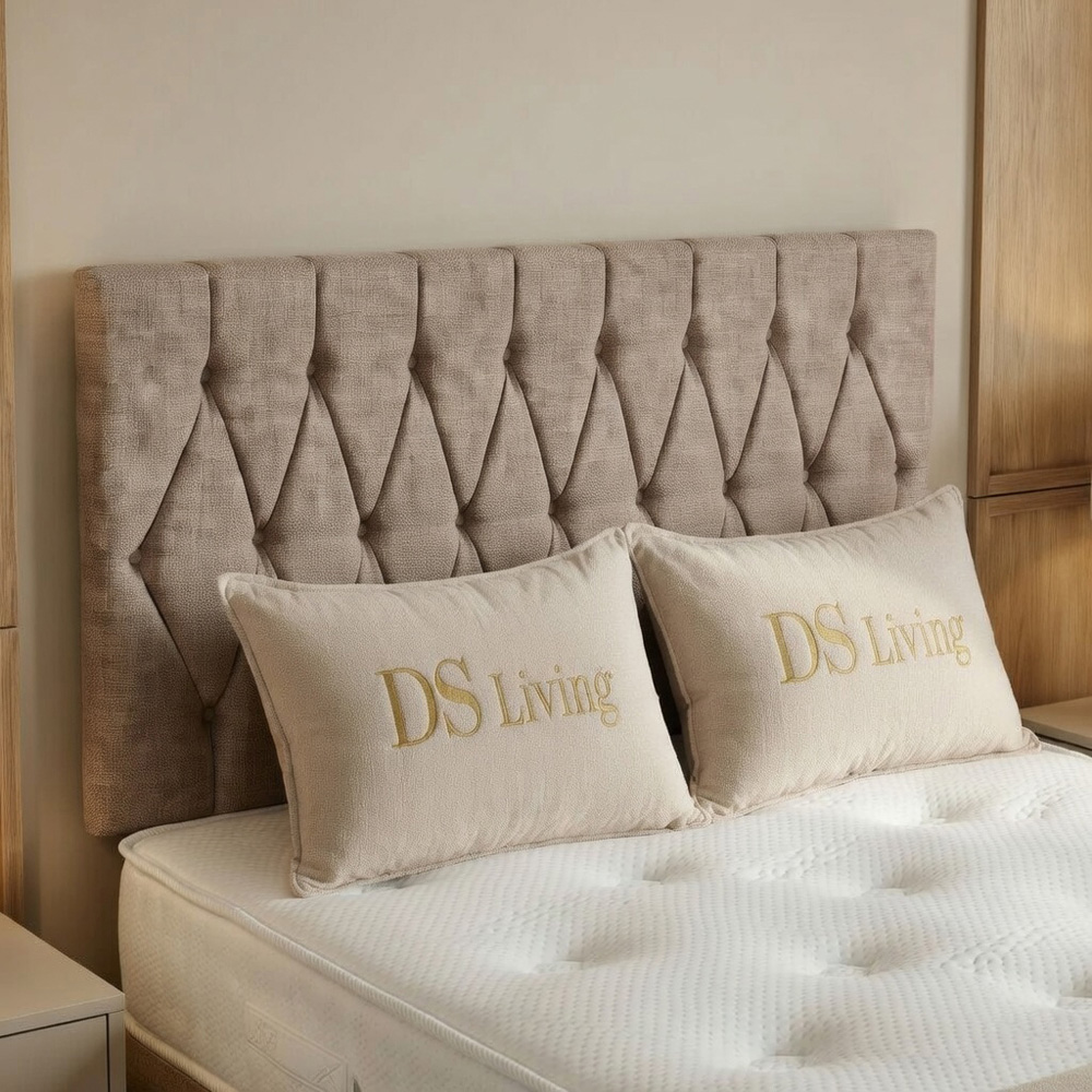 DS Living Diamond Single Beige Upholstered Divan Bed Image 2
