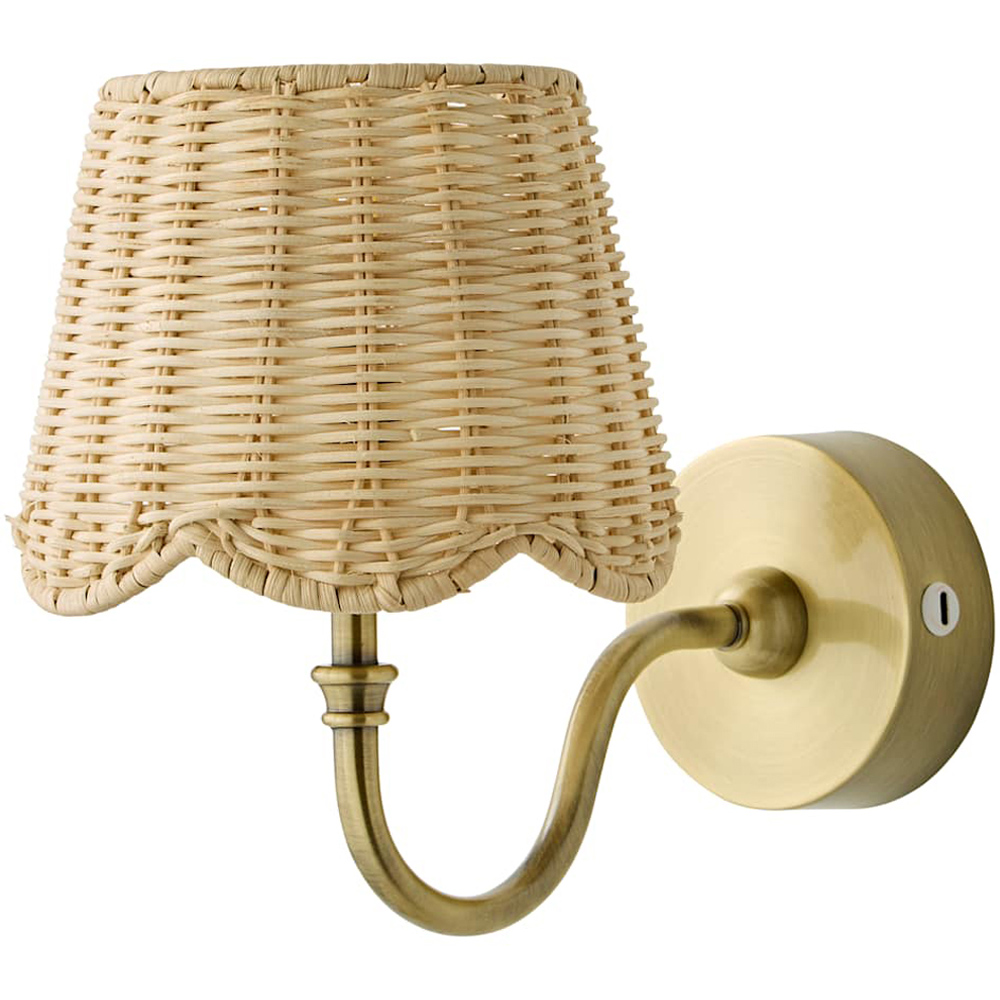 ValueLights Lowe Rattan Taper Shade Gold Portable Rechargeable Wall Light with Bulb Image 1