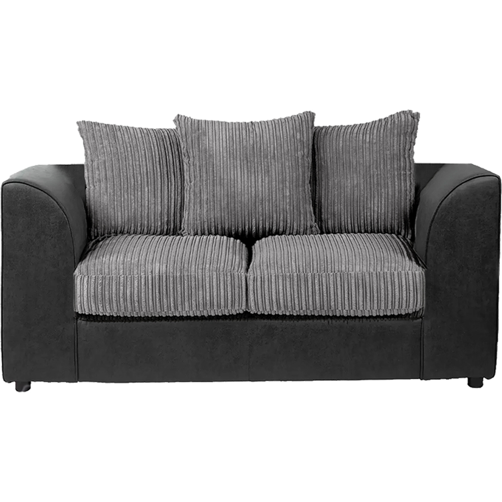 Luxor 2 Seater Black and Grey Jumbo Cord Scatter Back Sofa Image 2