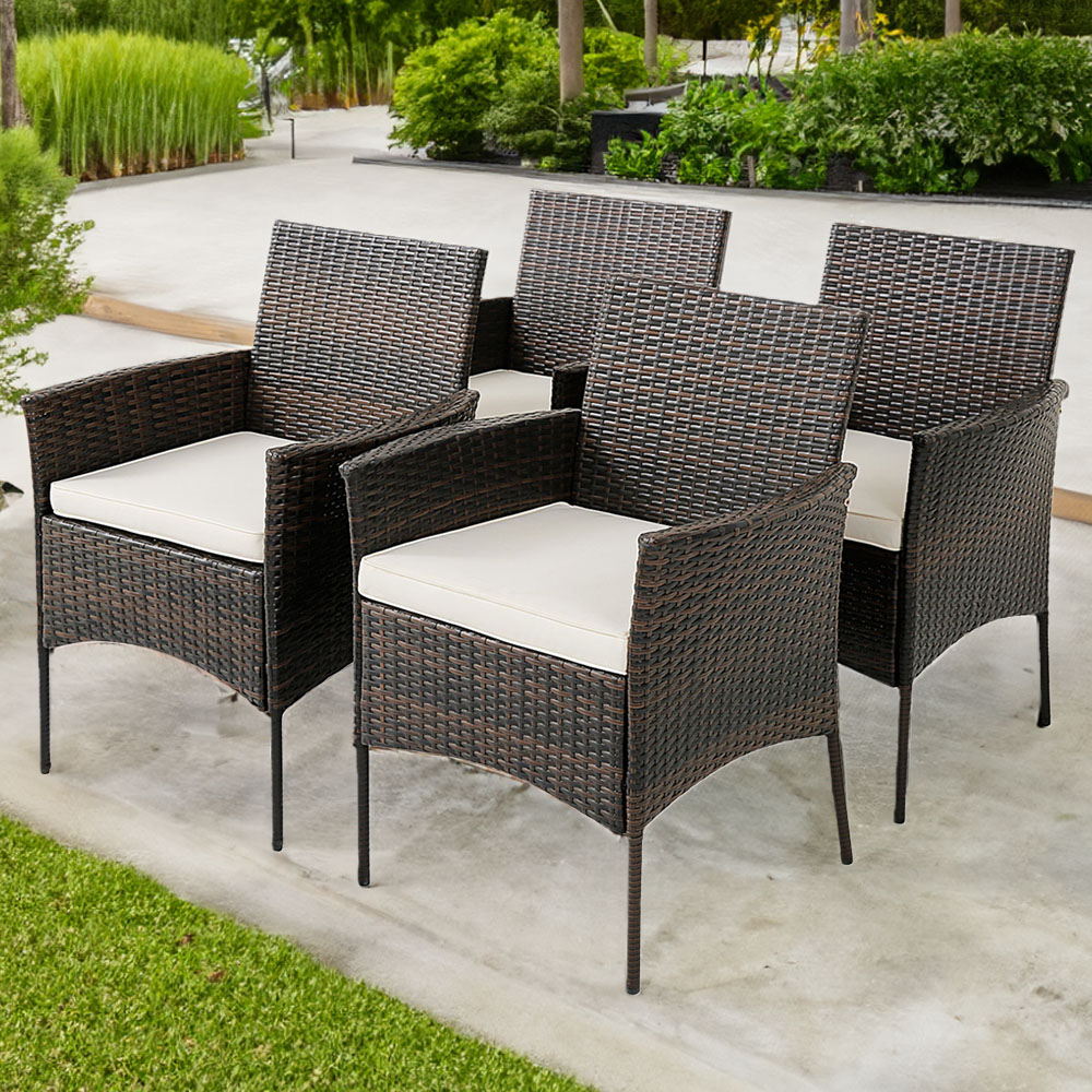 Costway Set of 4 PE Wicker Garden Dining Chair Image 1