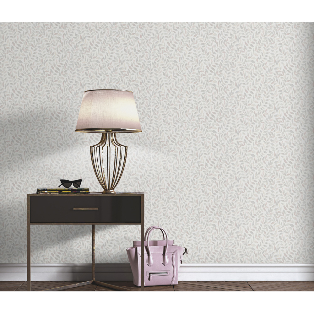 Erismann Ameroso Morris Style Leaf Grey Wallpaper Image 3