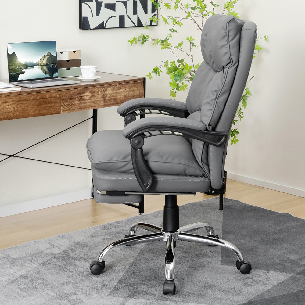 Costway Grey Ergonomic Adjustable High Back Rolling Computer Chair with Footrest Image 4