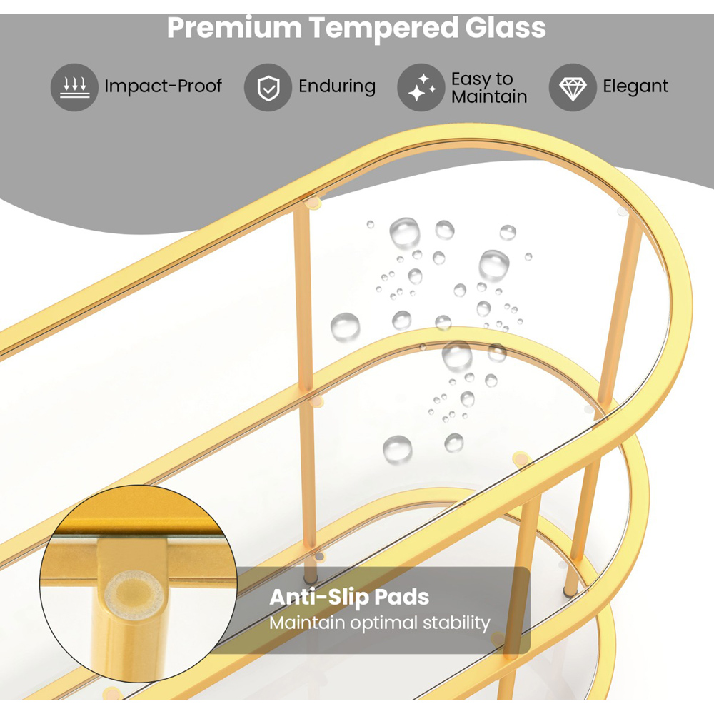 Costway 3 Tier Golden TV Stand Image 4