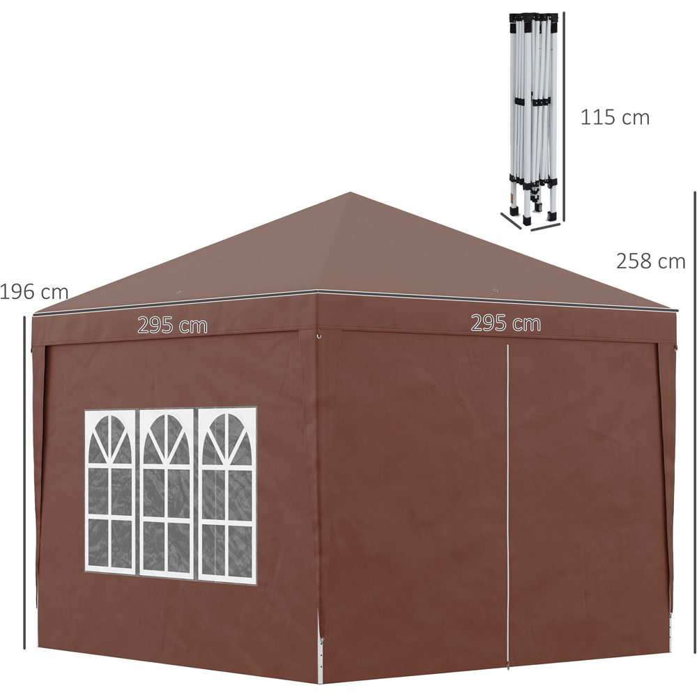 Outsunny 3 x 3m Coffee Party Canopy Tent with Carry Bag Image 8