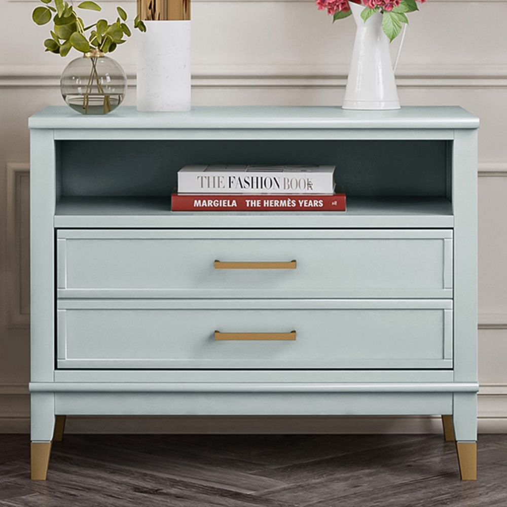 Dorel Westerleigh Single Drawer Single Shelf Pale Green Wide Nightstand Image 1