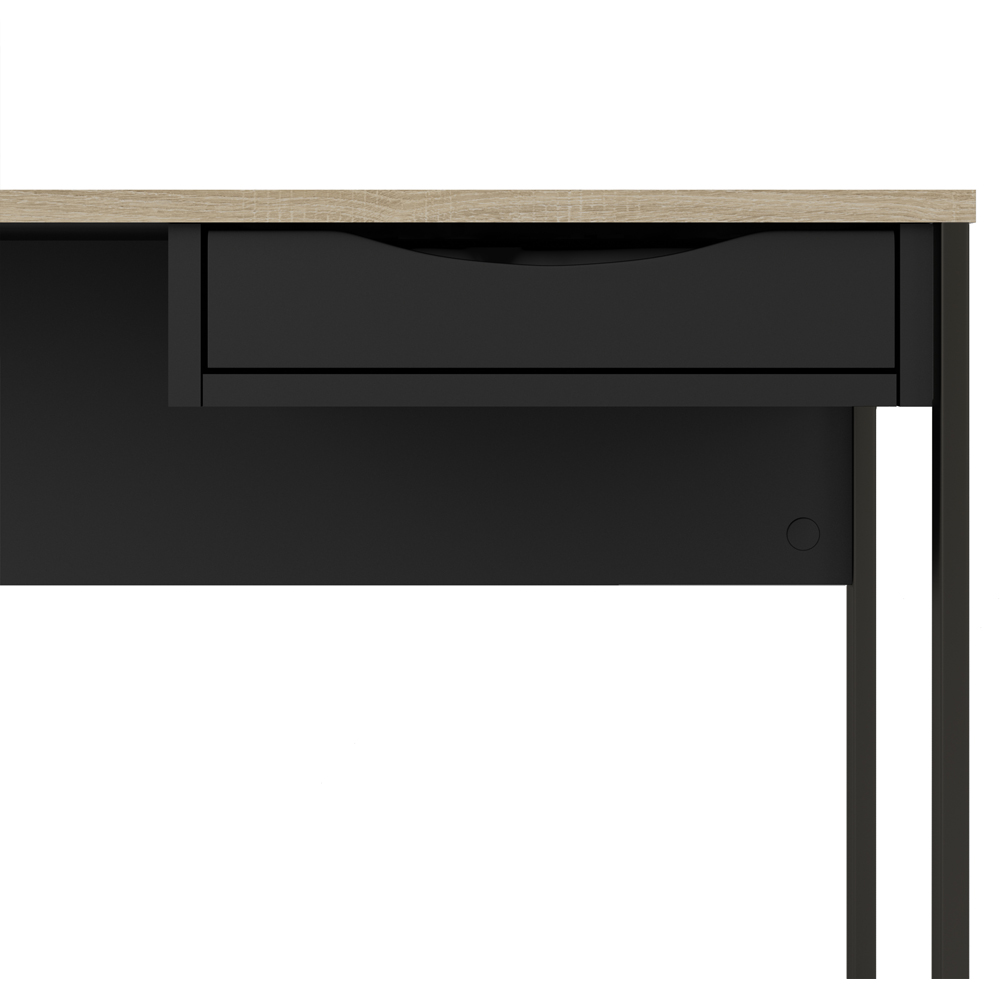 Florence Function Plus Single Drawer Desk Black and Oak Trim Image 7