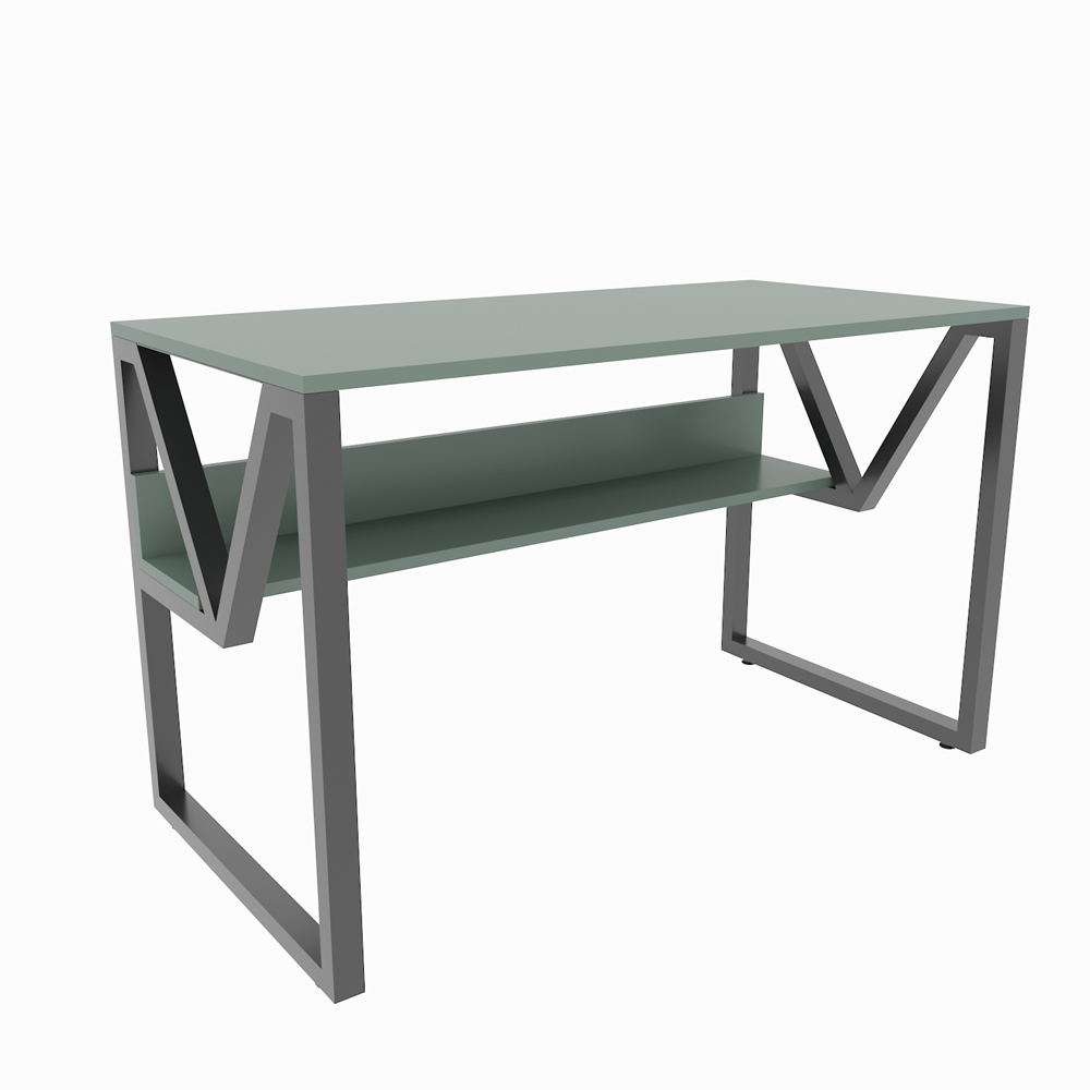 Decorotika Lona Single Shelf Study and Writing Desk Green and Black Image 2