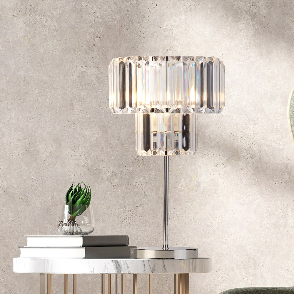 Lighting Collection Chrome and Clear Acrylic Table Lamp Image 2