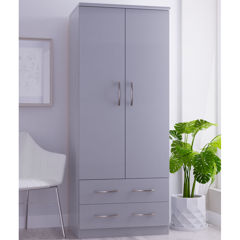 Crowndale Avon 2 Door 2 Drawer Dusk Grey Wardrobe Ready Assembled Image 8