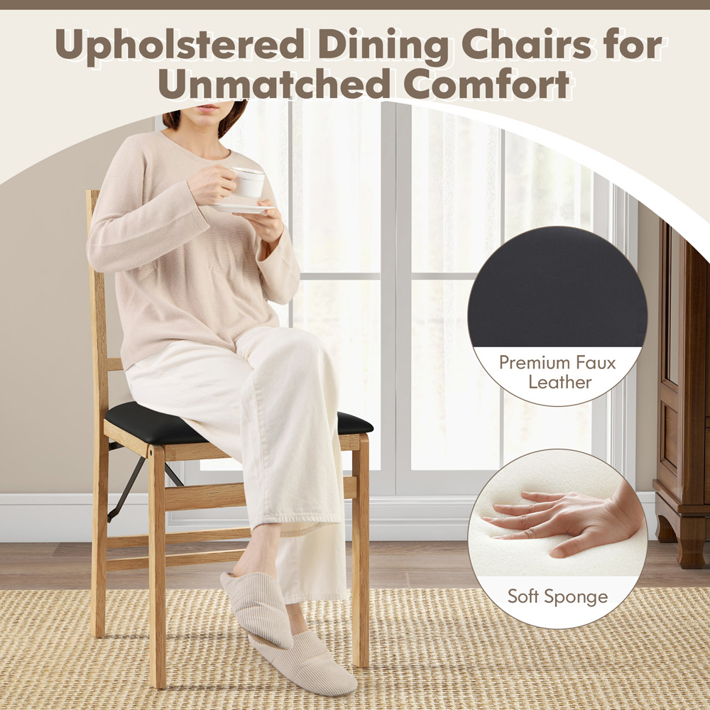 Costway Set of 2 Black Foldable Dining Chairs Image 7