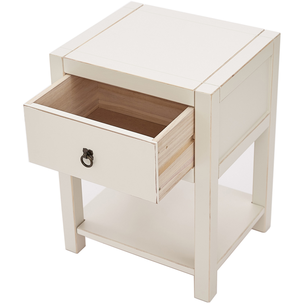 Sino Single Drawer White Bedside Table Image 5