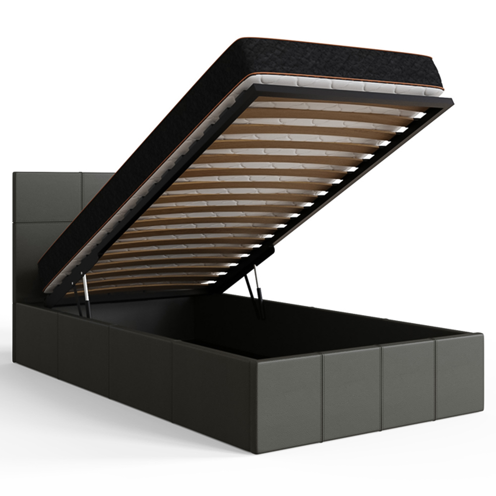 GFW Single Grey Faux Leather End Lift Ottoman Bed with Memory Pocket Spring Mattress Image 5