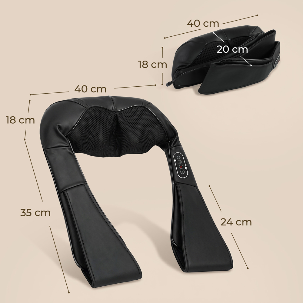 HOMCOM Black Shiatsu Neck Massager with Heat and 3D Deep Tissue Kneading Image 9
