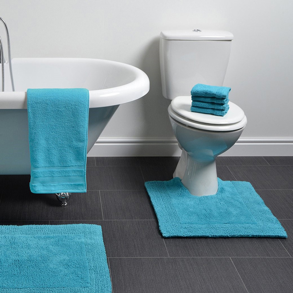 Allure Bath Fashions Elegance Turquoise Reversible Pedestal Mat 53 x 55cm Image 2