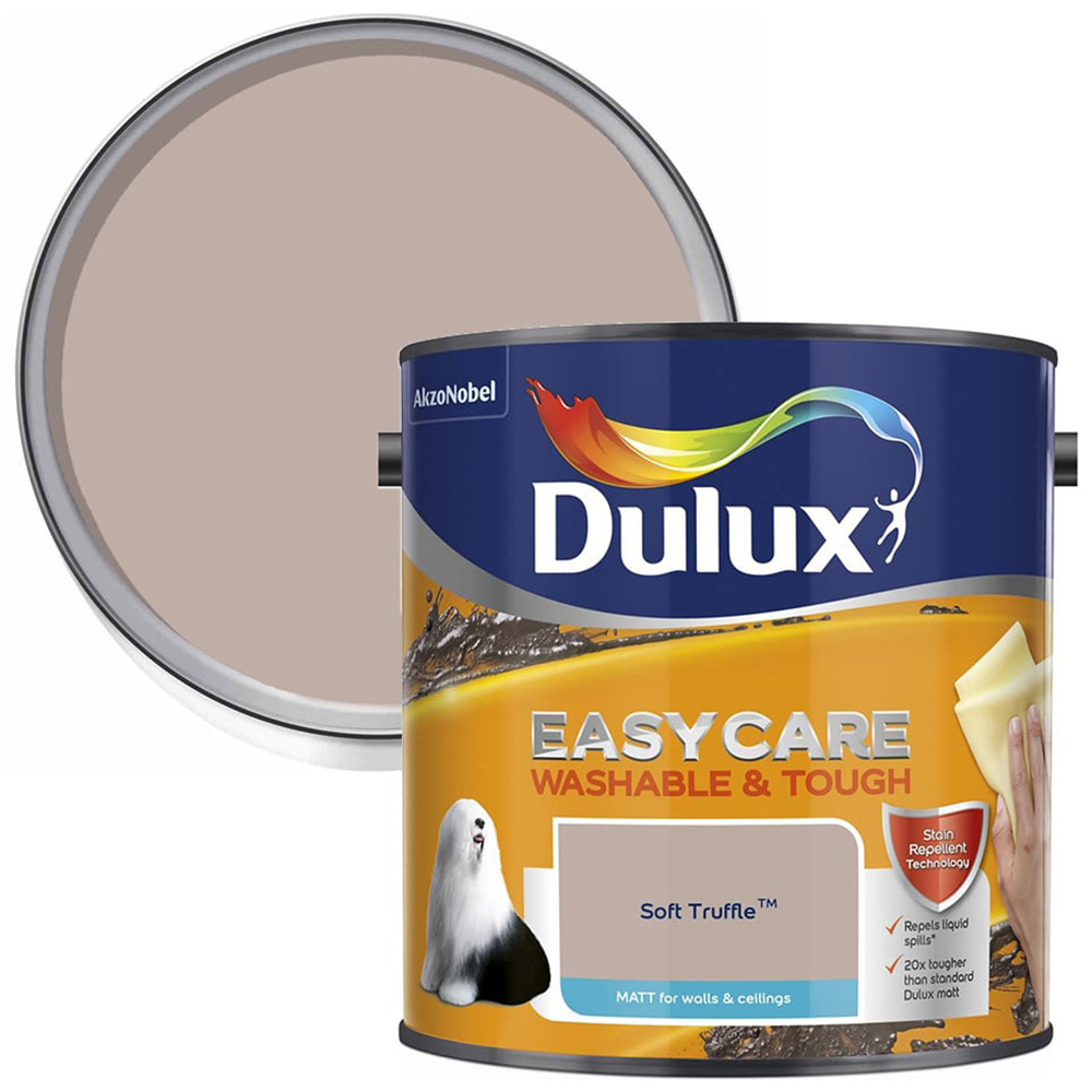 Dulux Easycare Washable & Tough Soft Truffle Matt Emulsion Paint 2.5L Image 1