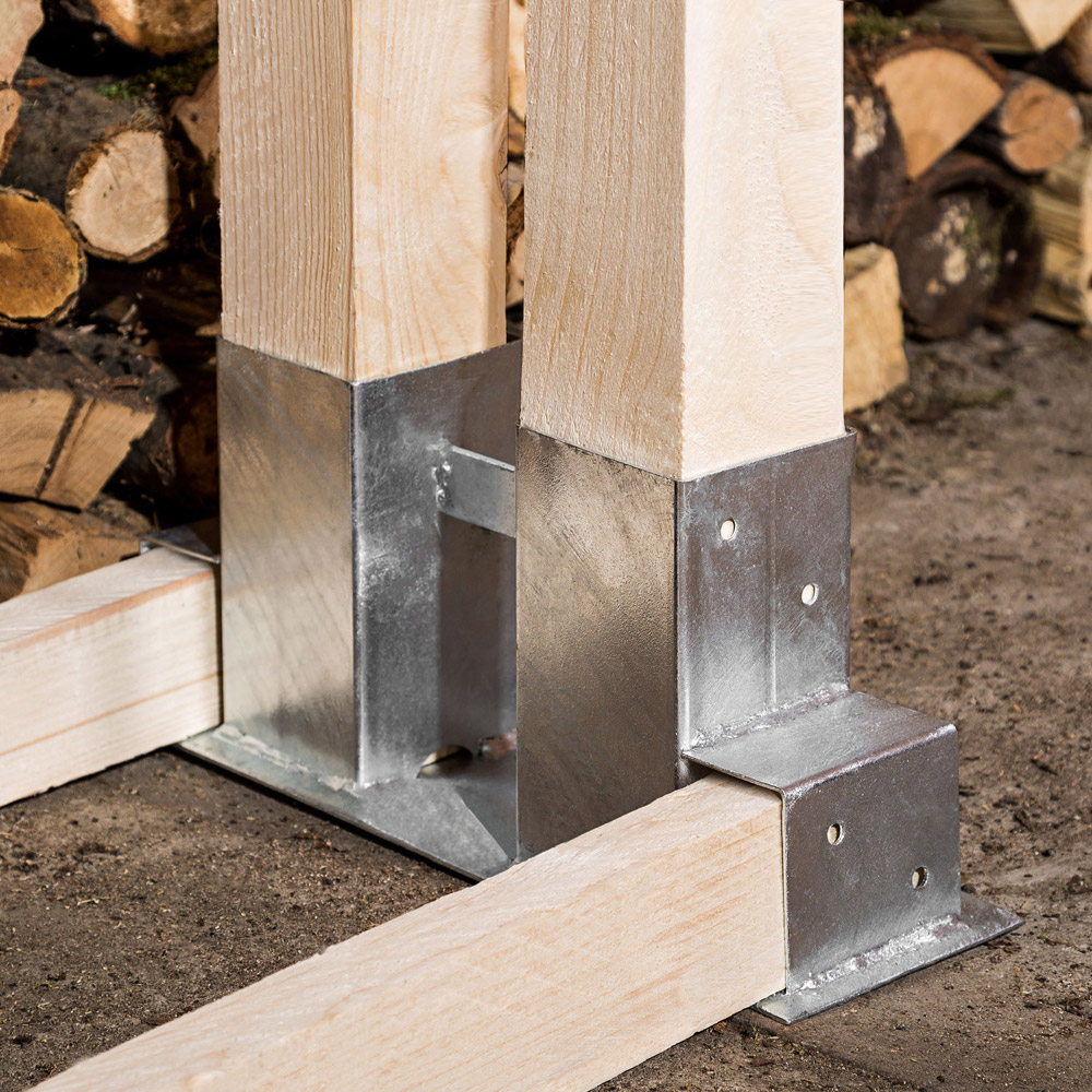 Tectake Galvanised Log Holder Rack 4 Pack Image 6