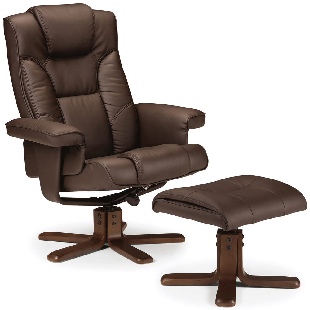 Julian Bowen Malmo Brown Swivel Recliner Chair with Footstool Image 2