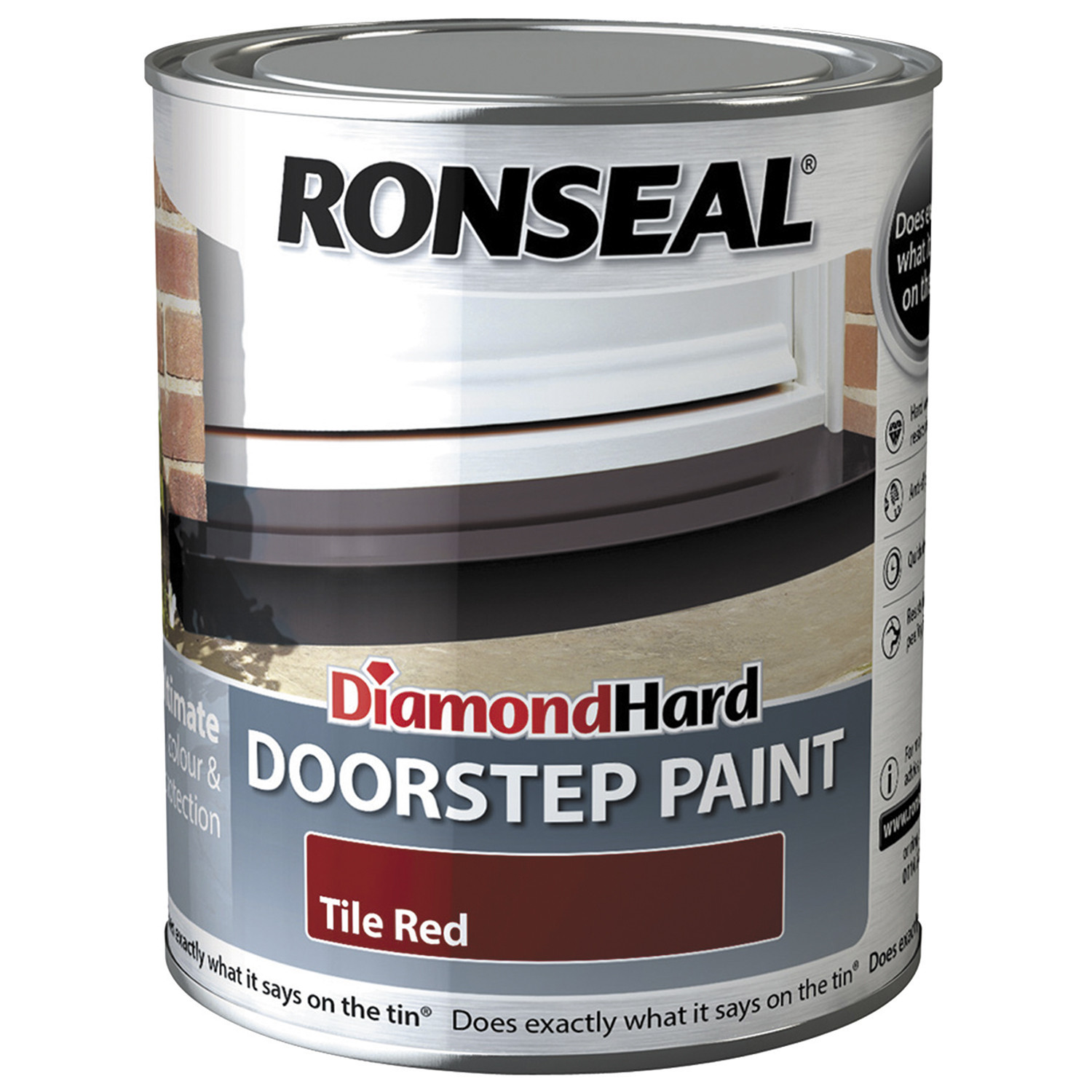 Ronseal Diamond Hard Tile Red Satin Doorstep Paint 750ml Image 2