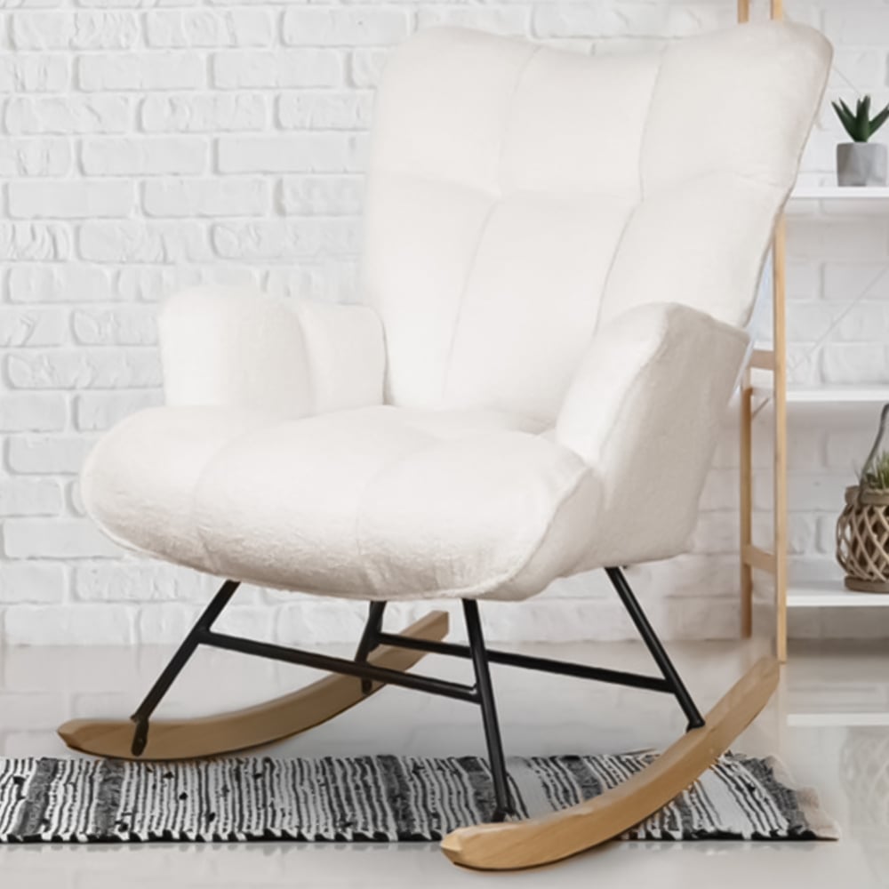 Alivio White Teddy Rocking Chair Image 1
