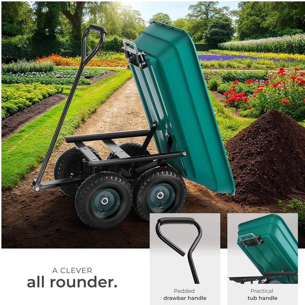 tectake Green Garden Trolley with Padded Handle Image 4