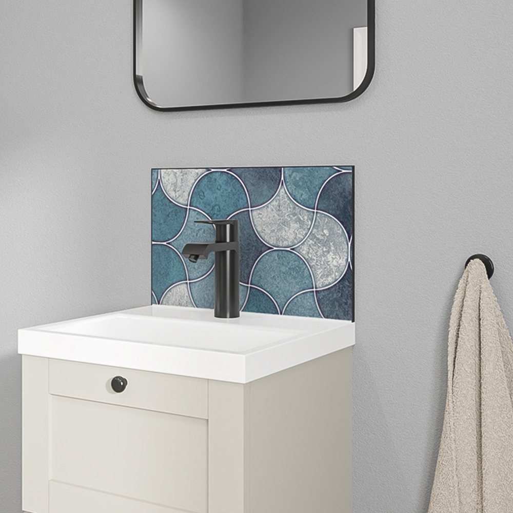 Wetwall Alloy Blue Scallop Splashback 400 x 250mm Image 1