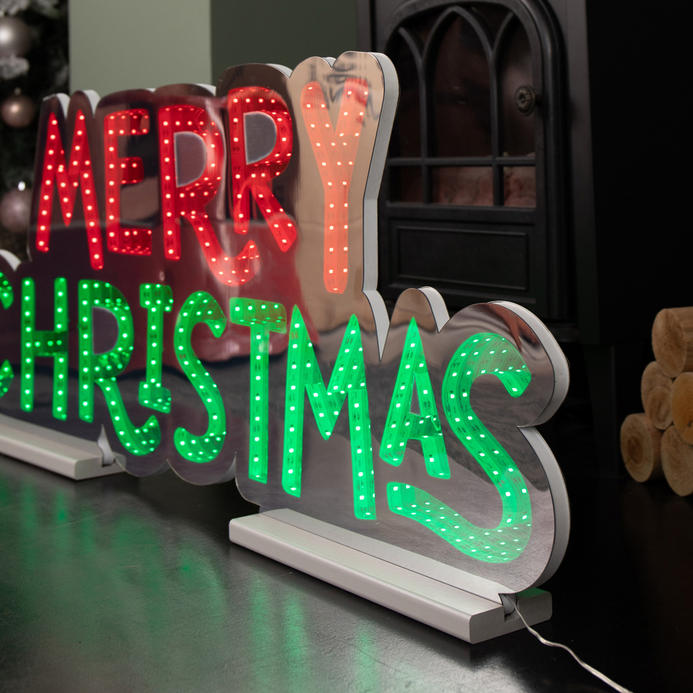 Samuel Alexander Red and Green LED Light Up Merry Christmas Infinity Light Decoration 100cm Image 5