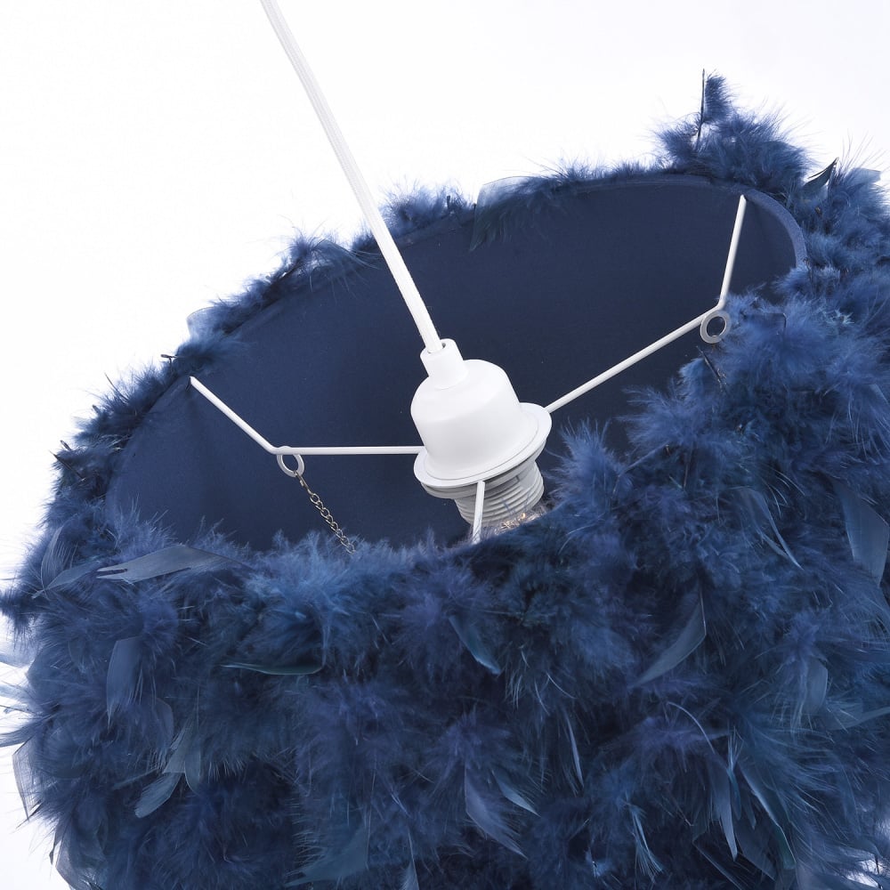 Happy Homewares Green Navy Pendant Shade with Transparent Acrylic Droplets Image 4