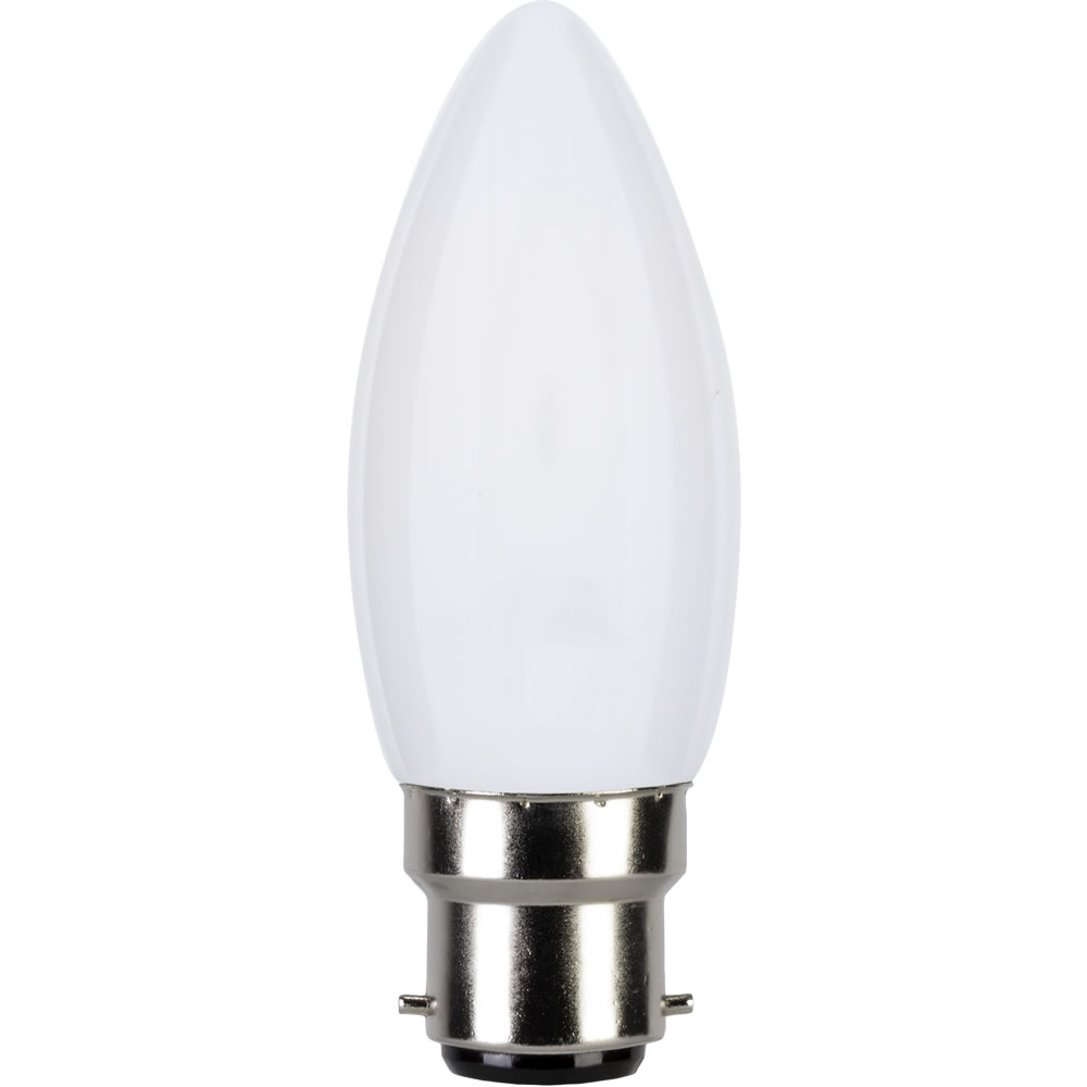 Wilko LED Bulb Filament Candle Soft Light 4W BC   White Image 1