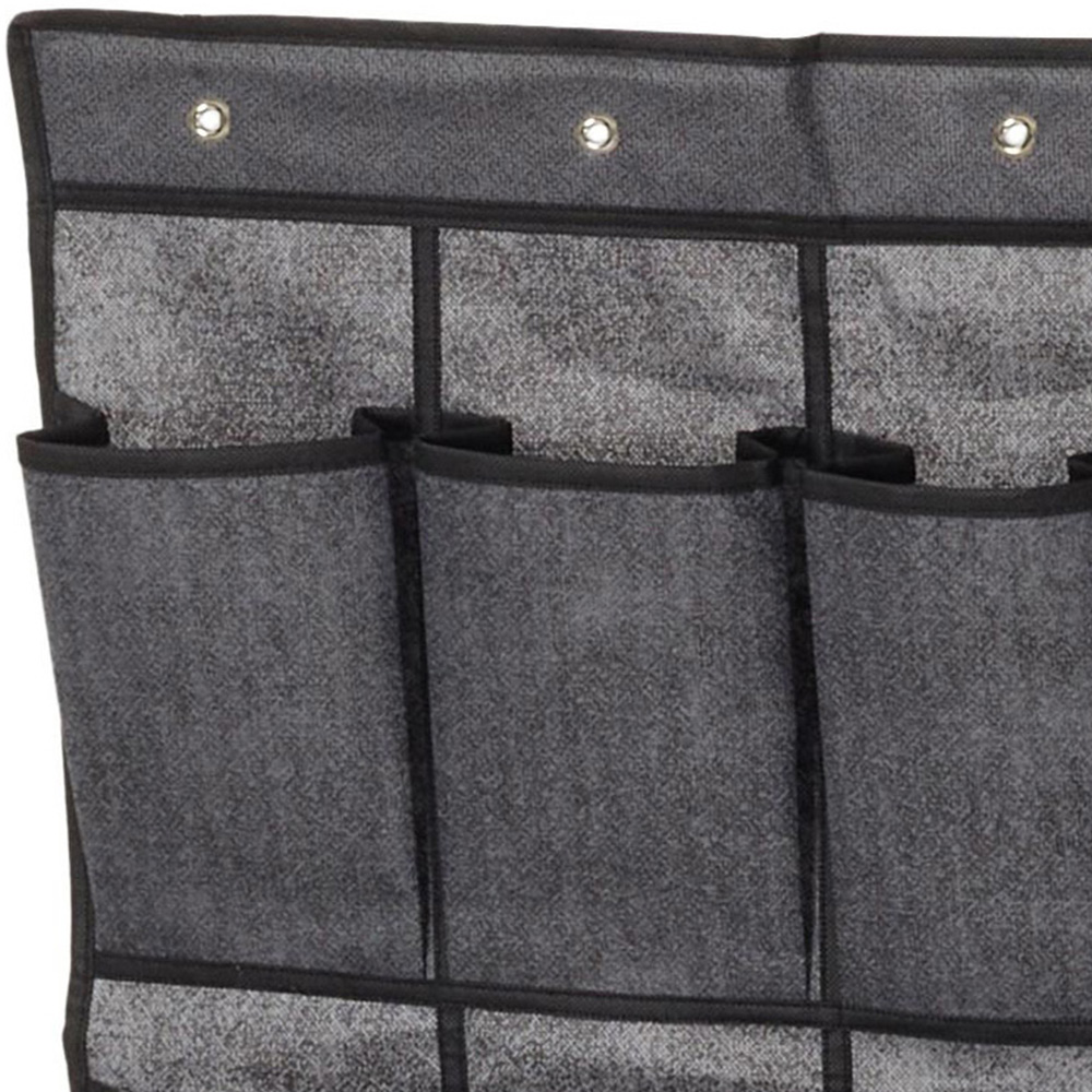 H&O Direct 24 Pocket Grey Over The Door Hanging Storage Organiser Image 3