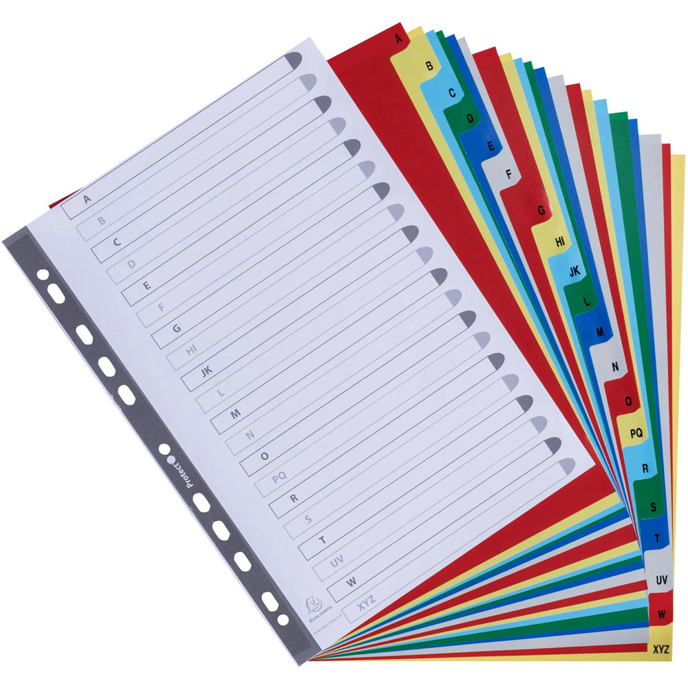 Exacompta A4 Assorted Colour Polypropylene A-Z Divider 20 Pack Image 5