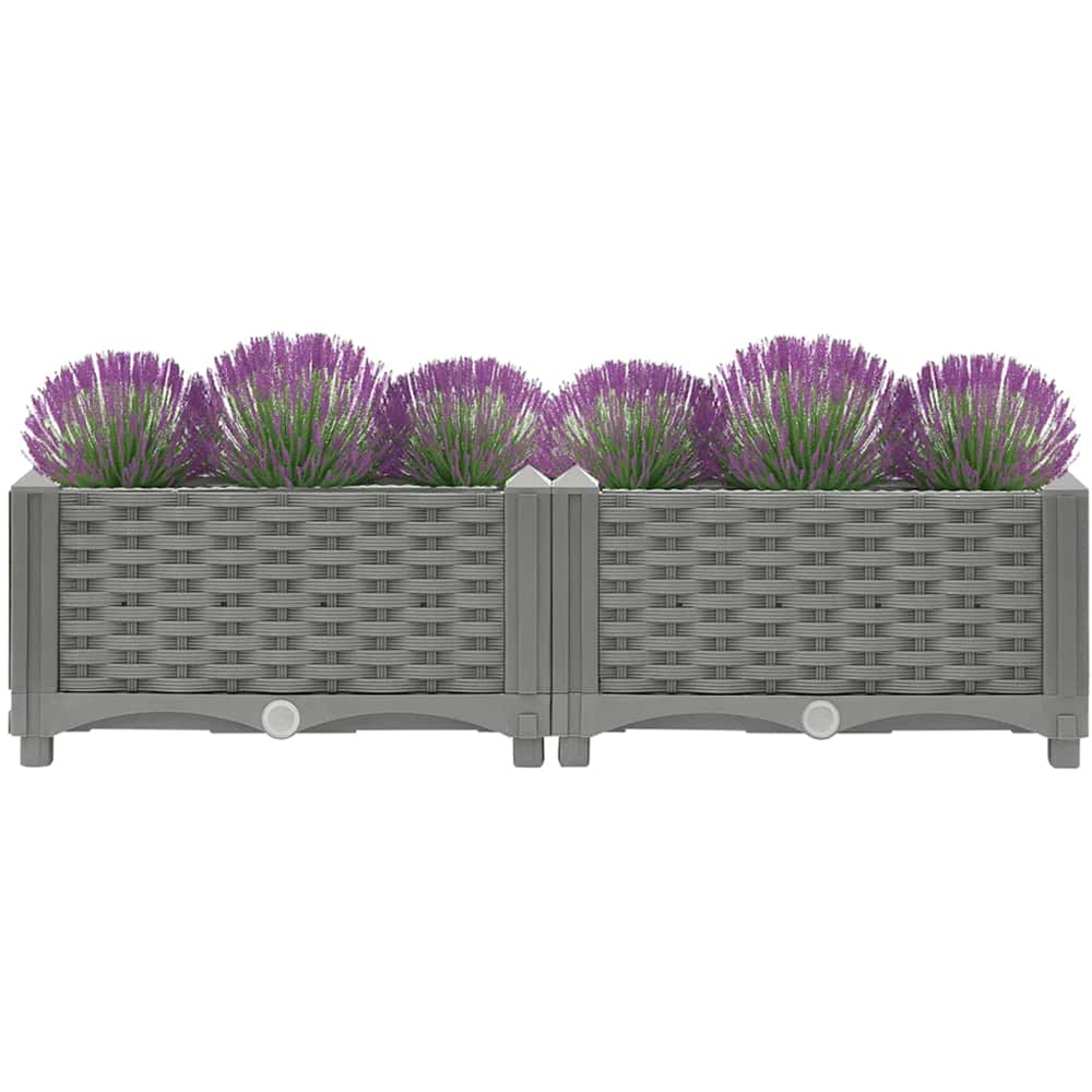 vidaXL Grey Polypropylene Raised Garden Bed 80 x 40 x 23cm Image 3