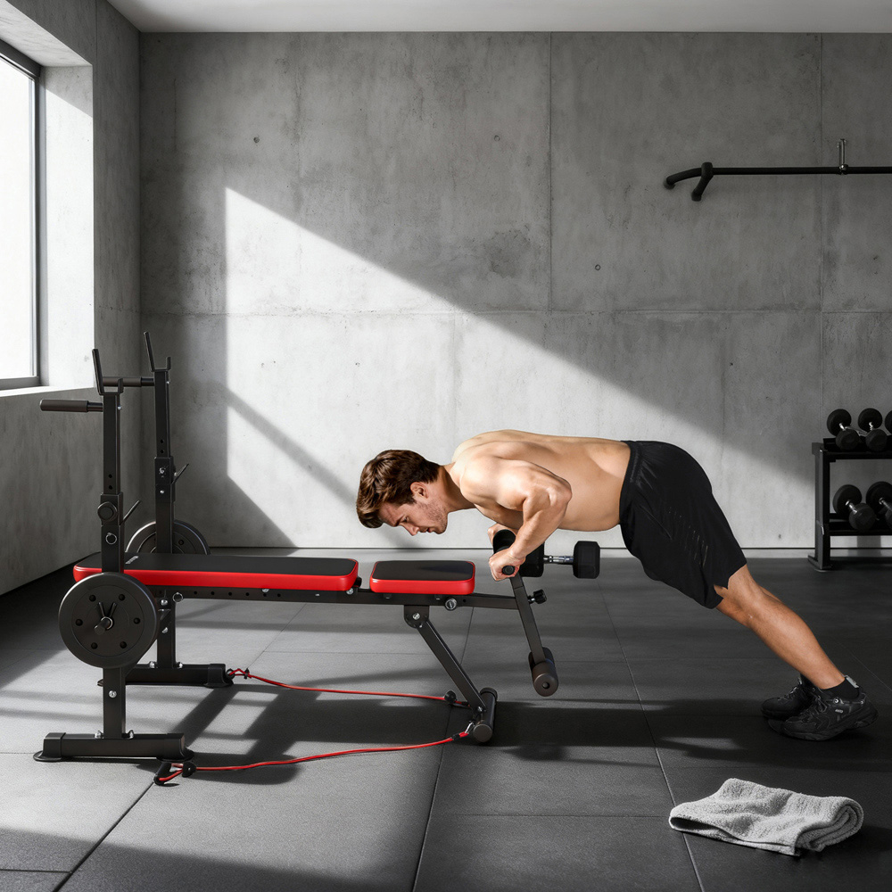 SPORTNOW Multi Function Adjustable Weight Bench with Rack and Dip Stand Image 4