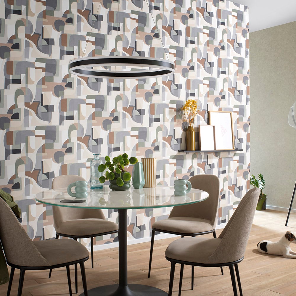Erismann Fragment Geometric Brown Vinyl Wallpaper Image 2