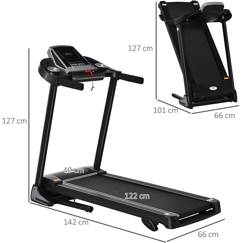 HOMCOM Black Foldable Motorised Treadmill with LED Display Image 7