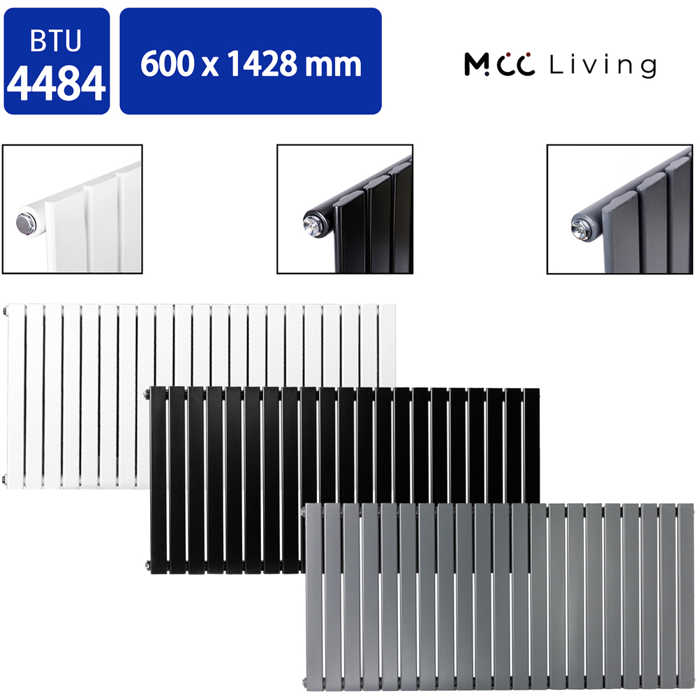 White 4485 BTU Single Flat Panel Vertical Column Radiator 600 x 1428mm Image 4