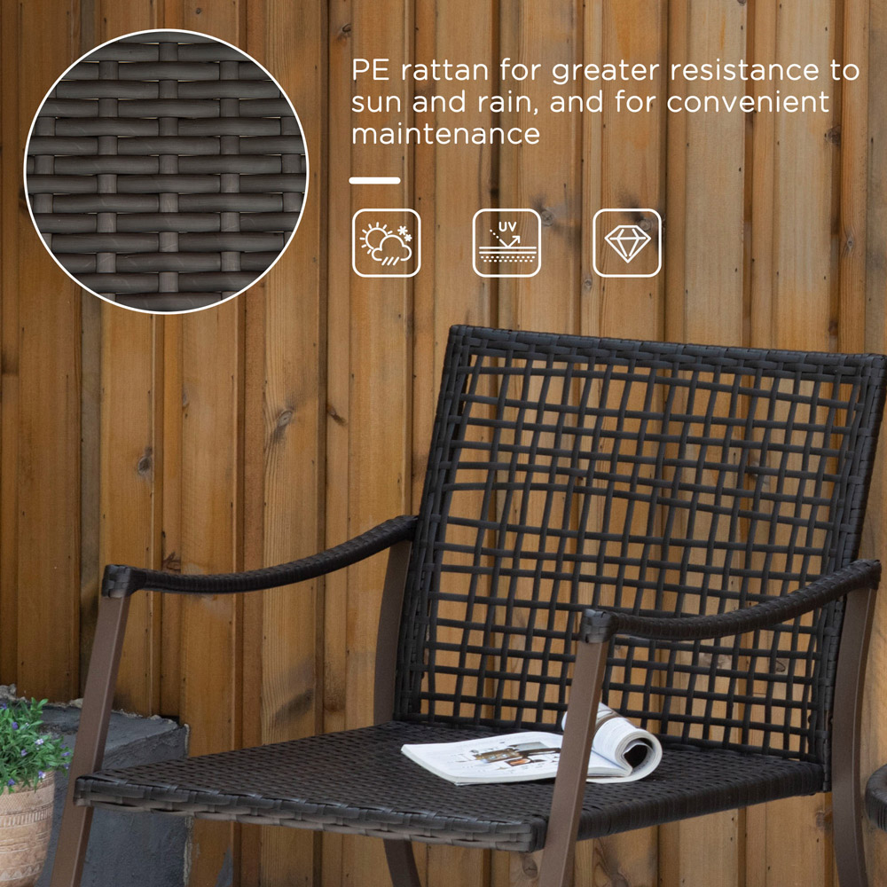 Outsunny 2 Seater Brown Rattan Bistro Set Image 6
