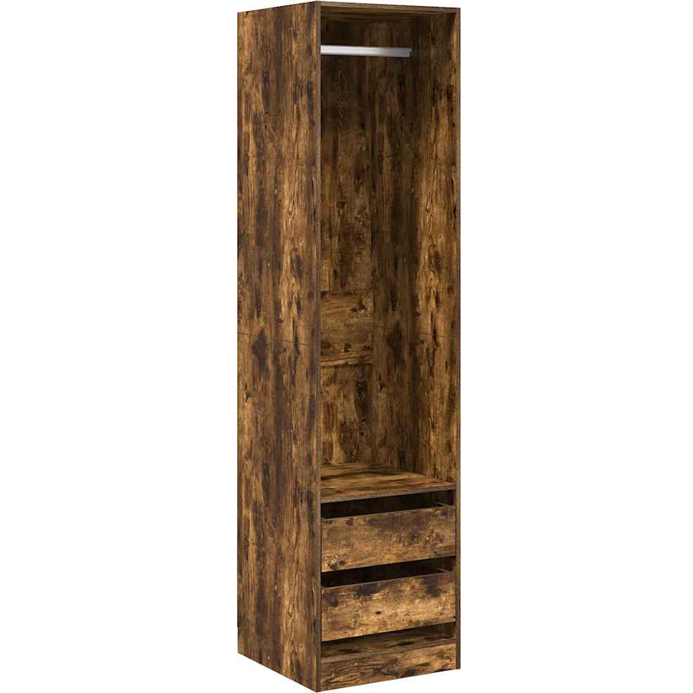 vidaXL 2 Drawer Single Shelf Smoked Oak Wooden Open Wardrobe Image 2