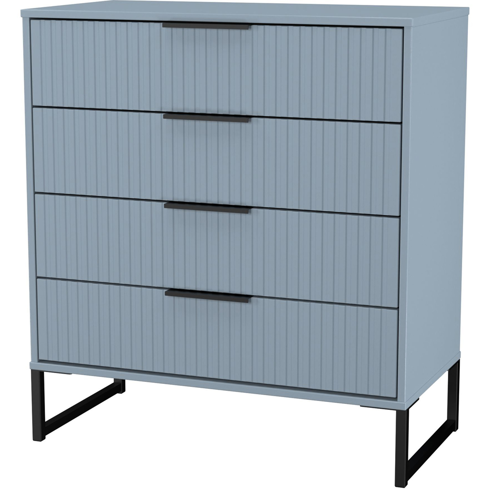 Crowndale Fluted 4 Drawer Denim Blue Chest of Drawers Ready Assembled Image 4