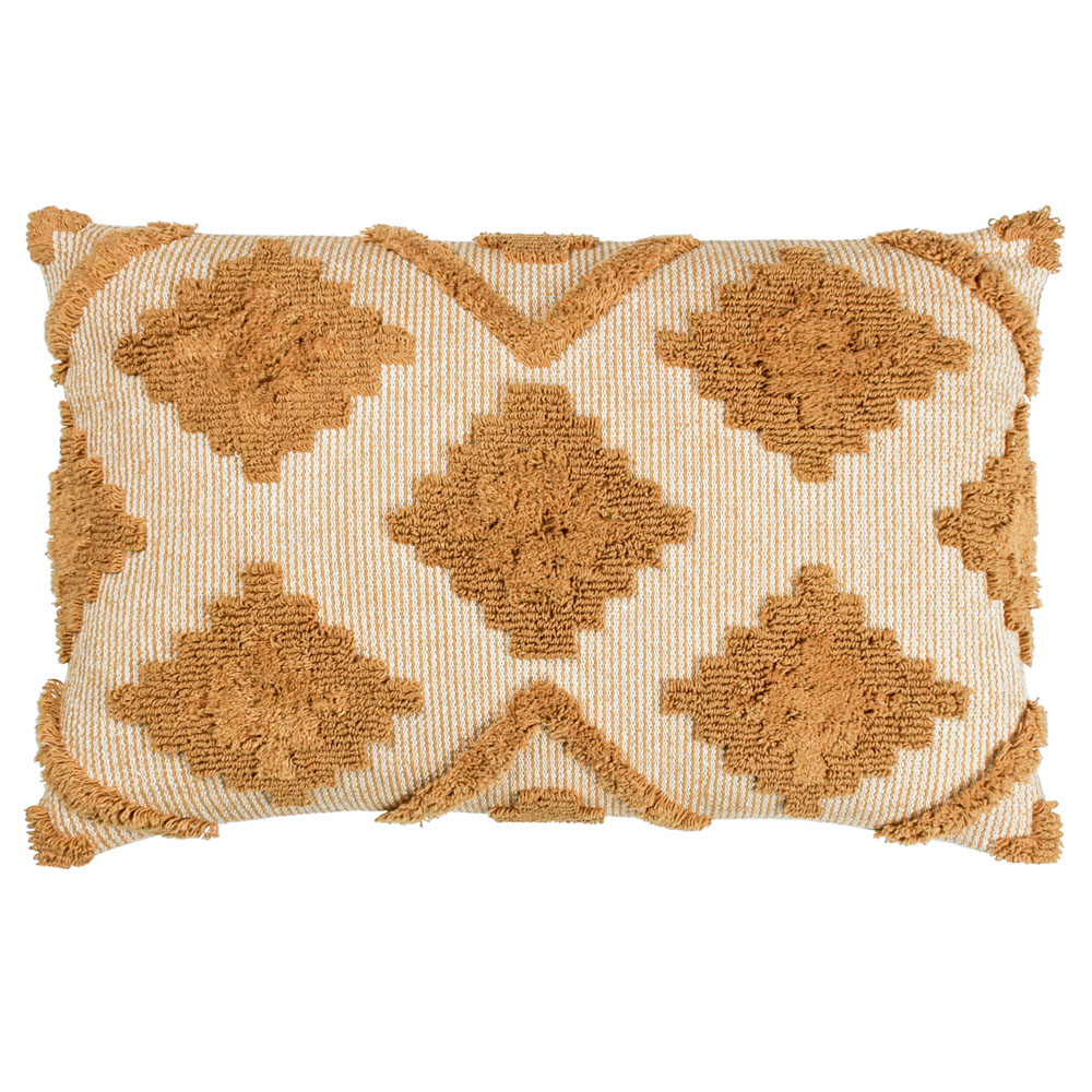 furn. Lamar Mustard Geometric Tufted Cushion Image 1
