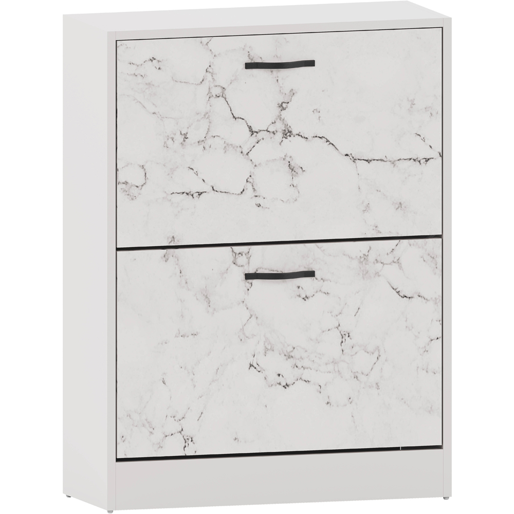 VIDA DESIGNS 2 Drawer White Marble Shoe Cabinet Image 2