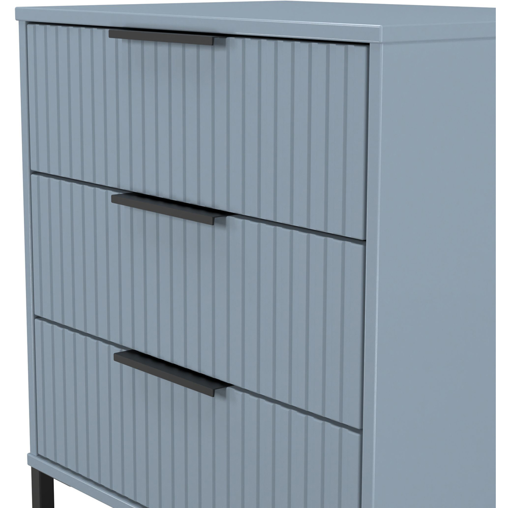 Crowndale Fluted 3 Drawer Denim Blue Midi Chest of Drawers Ready Assembled Image 5