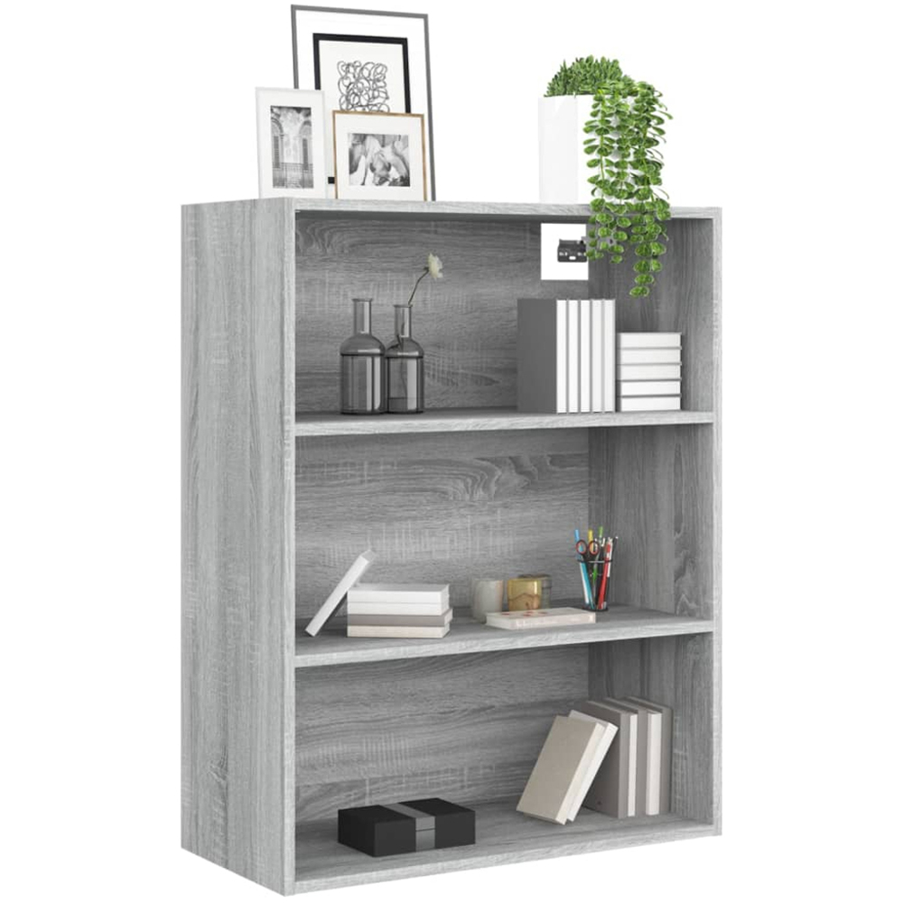 vidaXL 3 Shelf Grey Sonoma Hanging Wall Cabinet Image 3