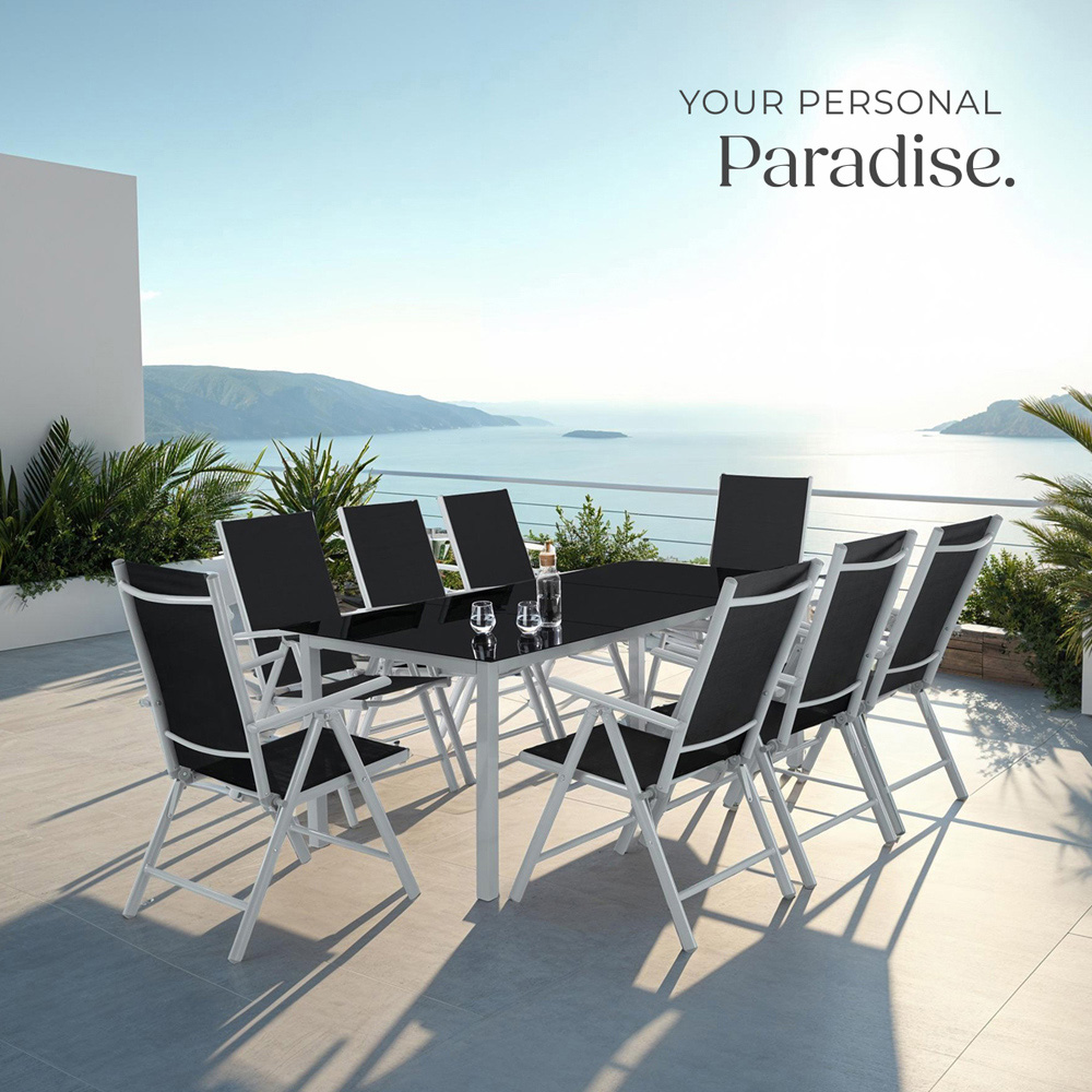 tectake Pompeii 8 Seater Silver Adjustable Garden Table and Chair Set Image 8