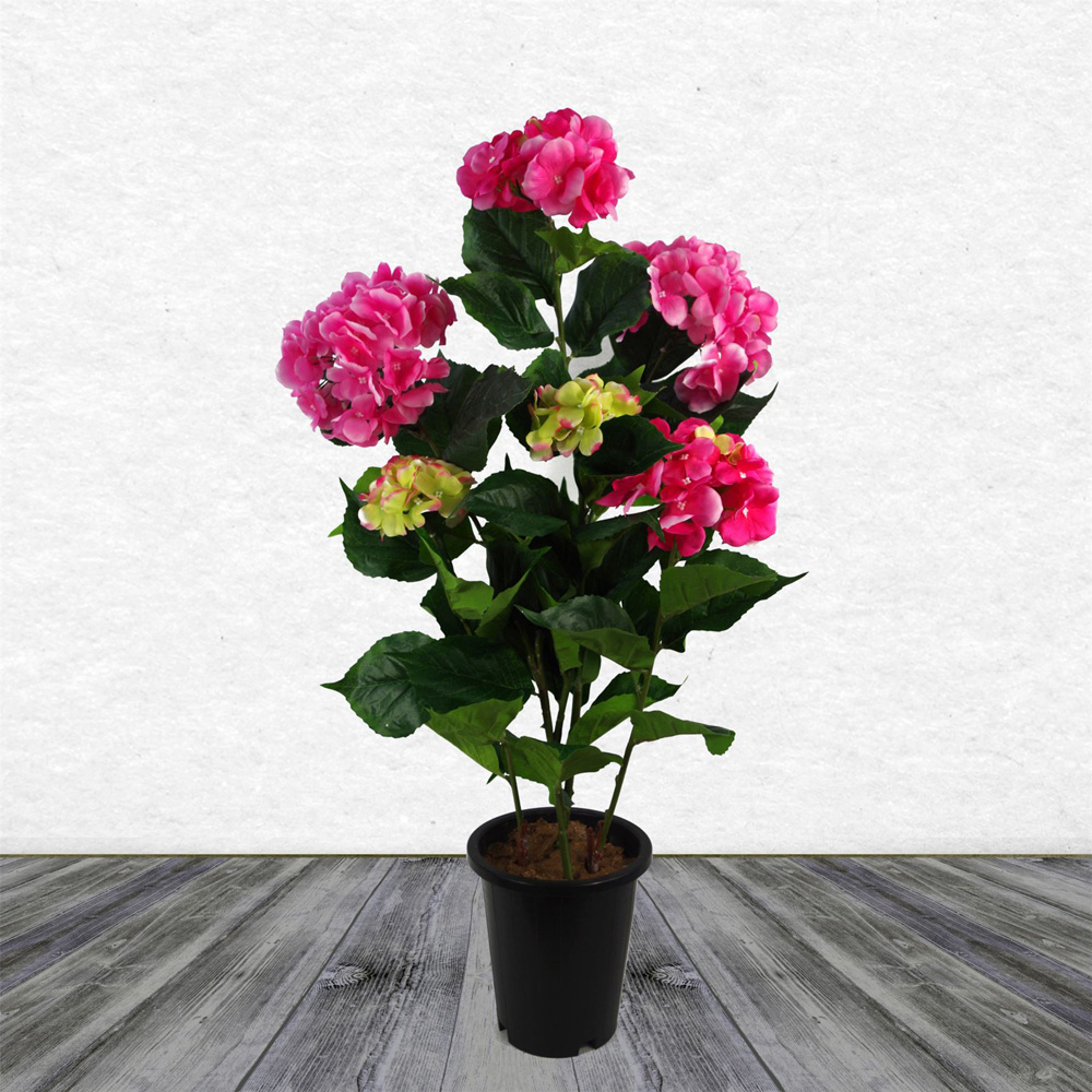 Botanik Pink Hydrangea Bush Artificial Plant in Pot 3ft Image 3