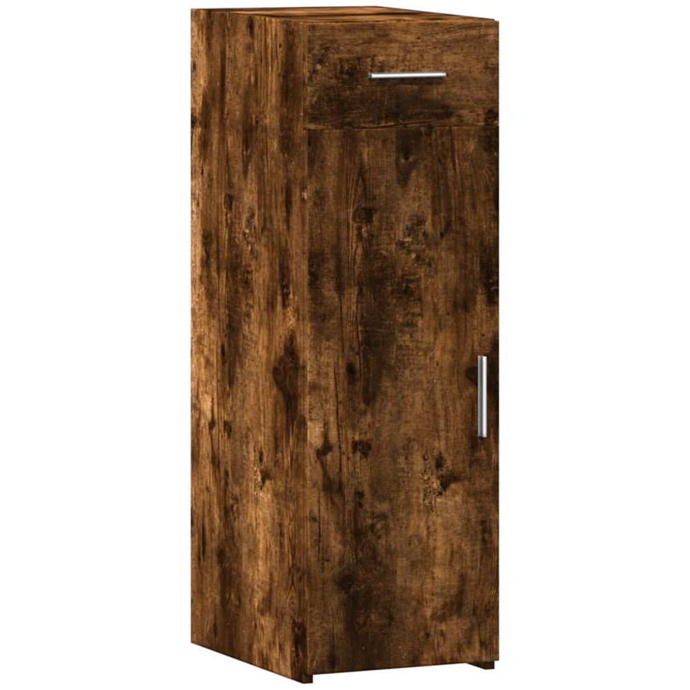 vidaXL Single Door Single Drawer Smoked Oak Sideboard Image 2