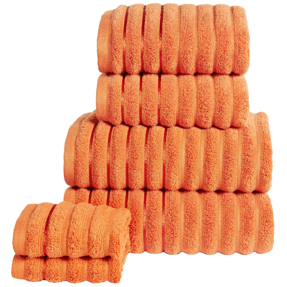 Rapport Home Orange Ribbed Cotton Towel Bundle Set of 6 Image 1