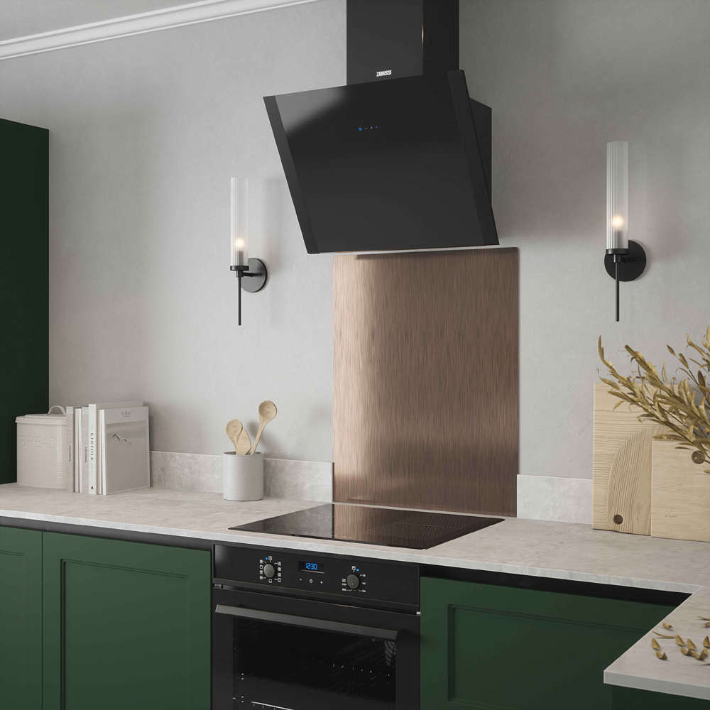 Metallico Brushed Copper Stainless Steel Kitchen Splashback 60 x 75 cm Image 4